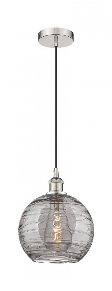 Athens Deco Swirl - 1 Light - 10 inch - Polished Nickel - Cord hung - Mini Pendant