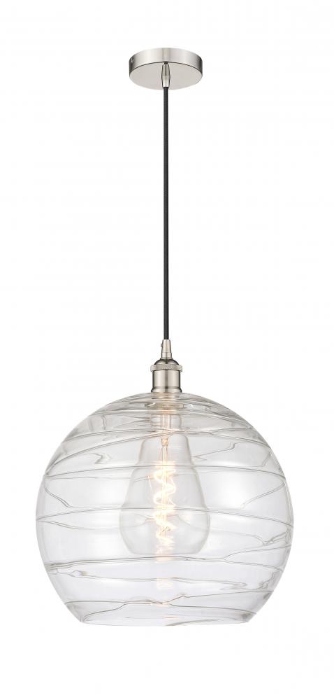 Athens Deco Swirl - 1 Light - 14 inch - Polished Nickel - Cord hung - Mini Pendant