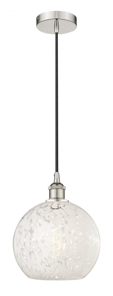 White Mouchette - 1 Light - 10 inch - Polished Nickel - Cord Hung - Mini Pendant