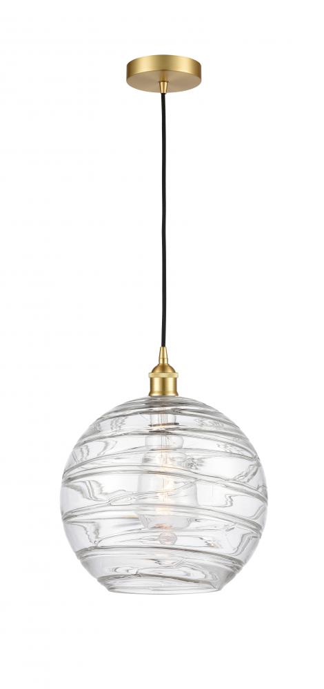 Athens Deco Swirl - 1 Light - 12 inch - Satin Gold - Cord hung - Mini Pendant