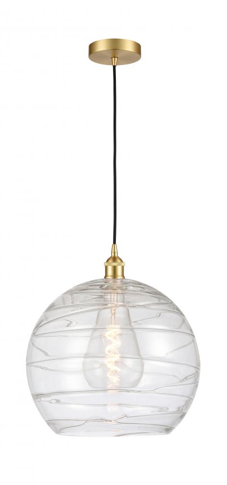 Athens Deco Swirl - 1 Light - 14 inch - Satin Gold - Cord hung - Mini Pendant