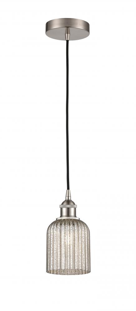 Bridal Veil - 1 Light - 5 inch - Brushed Satin Nickel - Cord hung - Mini Pendant