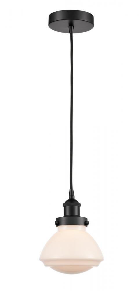 Olean - 1 Light - 7 inch - Matte Black - Cord hung - Mini Pendant