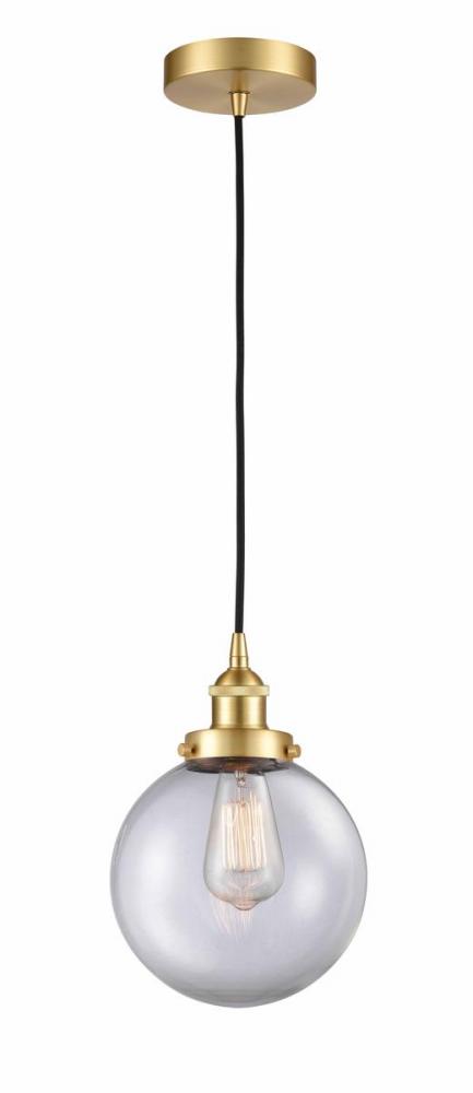 Beacon - 1 Light - 8 inch - Satin Gold - Cord hung - Mini Pendant