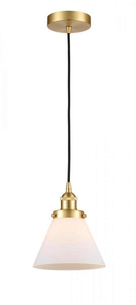 Cone - 1 Light - 8 inch - Satin Gold - Cord hung - Mini Pendant