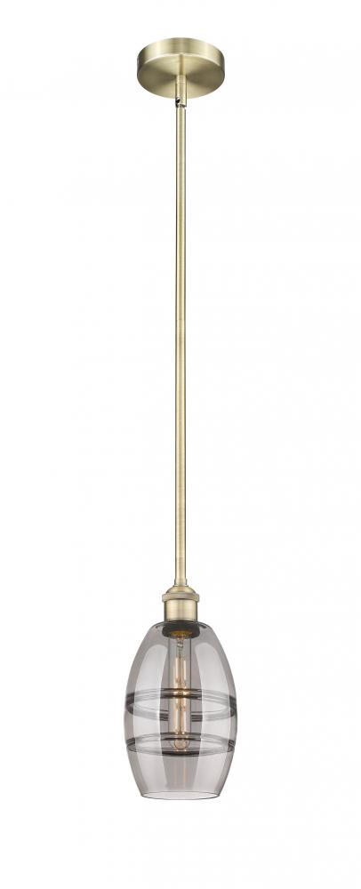 Vaz - 1 Light - 6 inch - Antique Brass - Cord hung - Mini Pendant