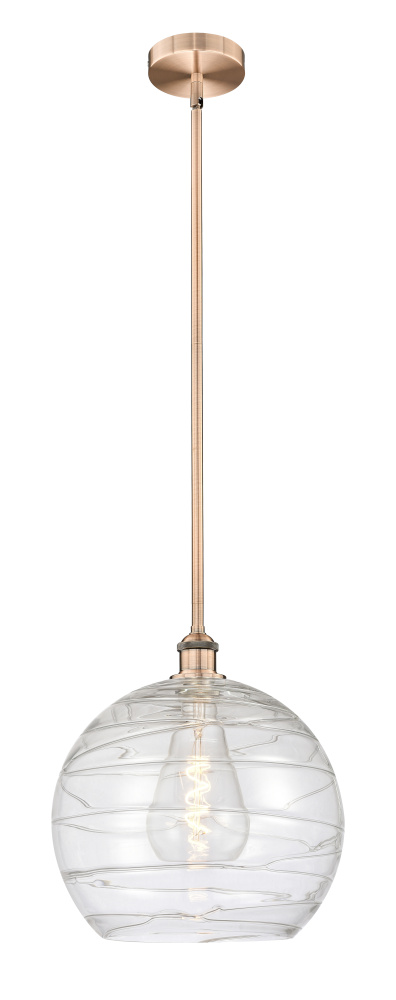 Athens Deco Swirl - 1 Light - 14 inch - Antique Copper - Stem hung - Mini Pendant