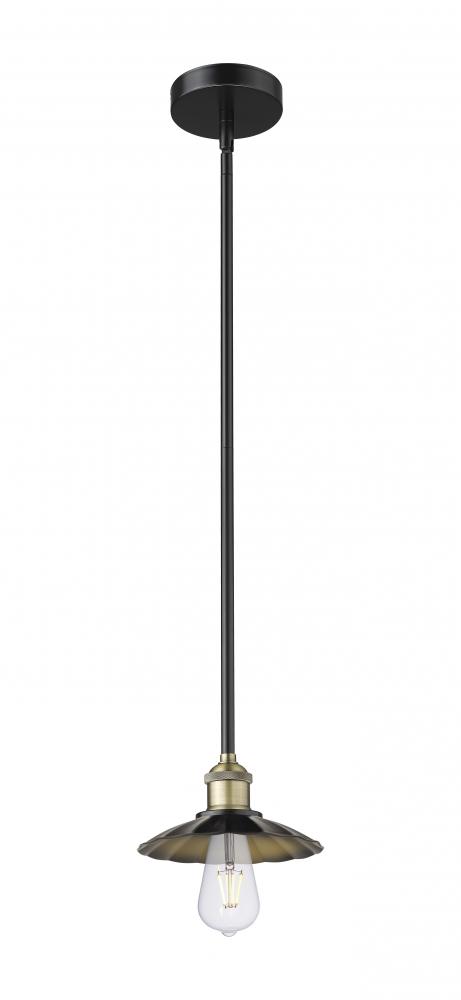 Scallop - 1 Light - 8 inch - Black Antique Brass - Stem Hung - Mini Pendant