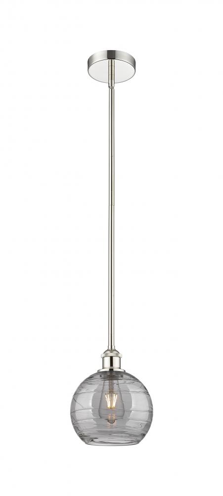 Athens Deco Swirl - 1 Light - 8 inch - Polished Nickel - Cord hung - Mini Pendant