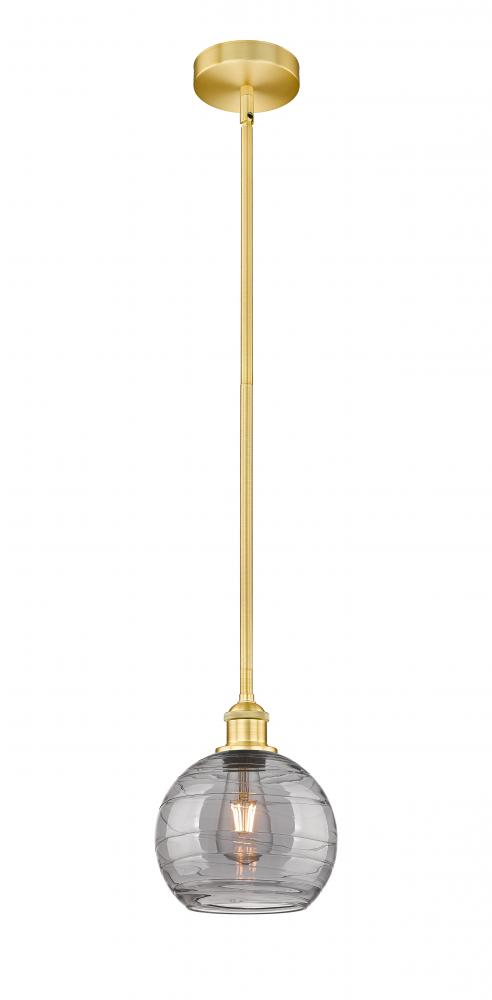 Athens Deco Swirl - 1 Light - 8 inch - Satin Gold - Cord hung - Mini Pendant