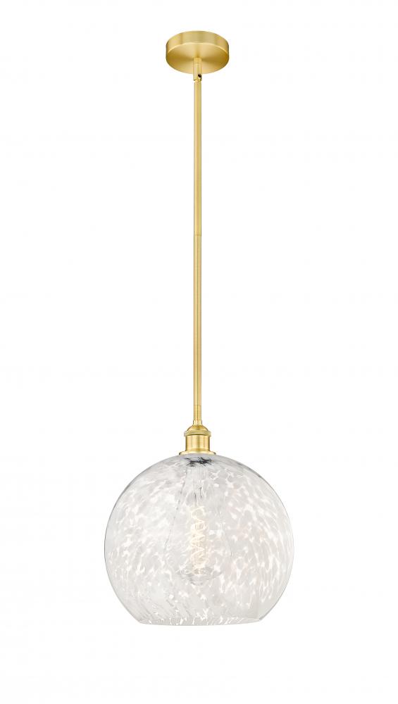 White Mouchette - 1 Light - 14 inch - Satin Gold - Stem Hung - Pendant