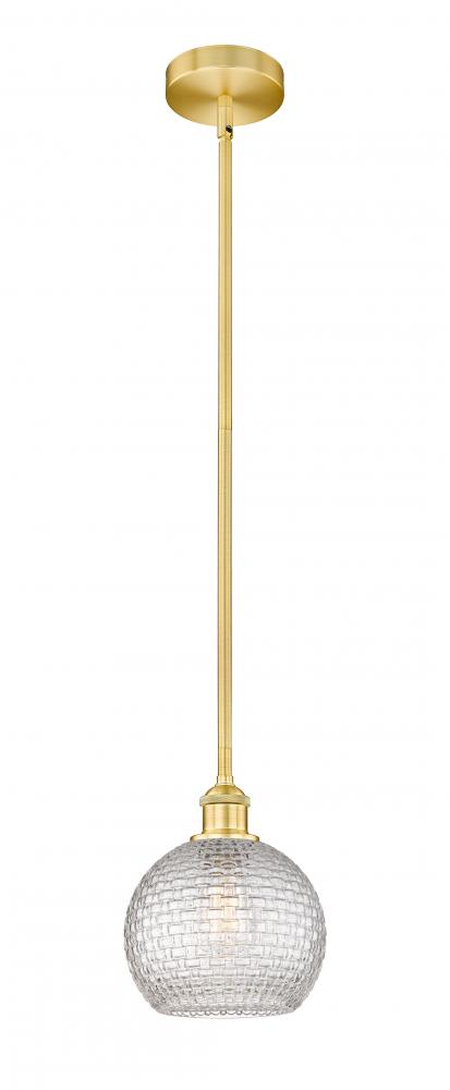 Athens - 1 Light - 8 inch - Satin Gold - Cord hung - Mini Pendant