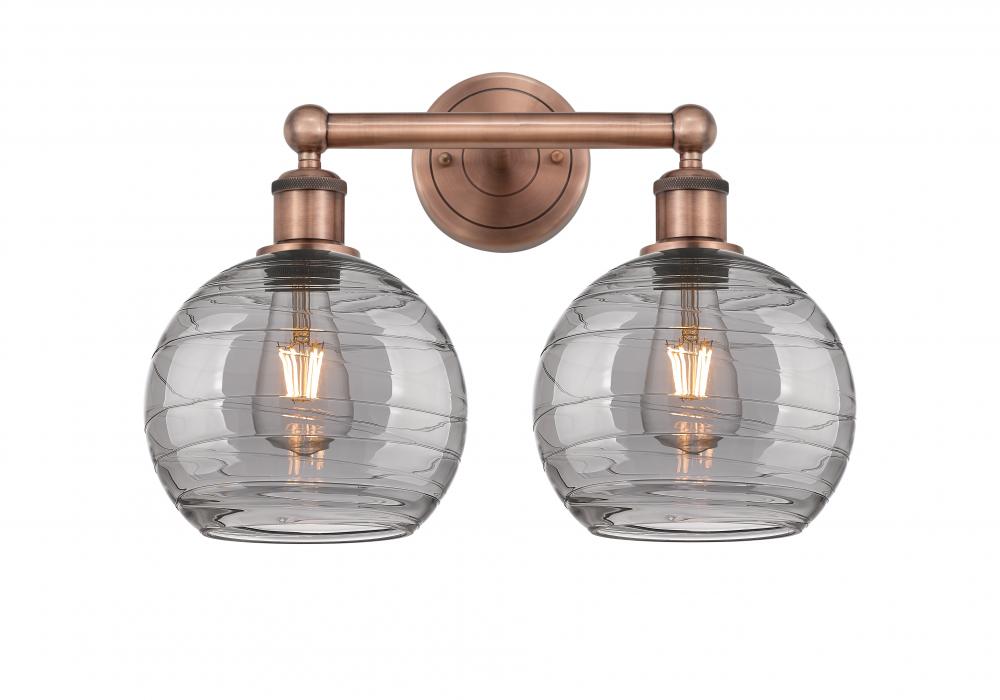 Athens Deco Swirl - 2 Light - 17 inch - Antique Copper - Bath Vanity Light