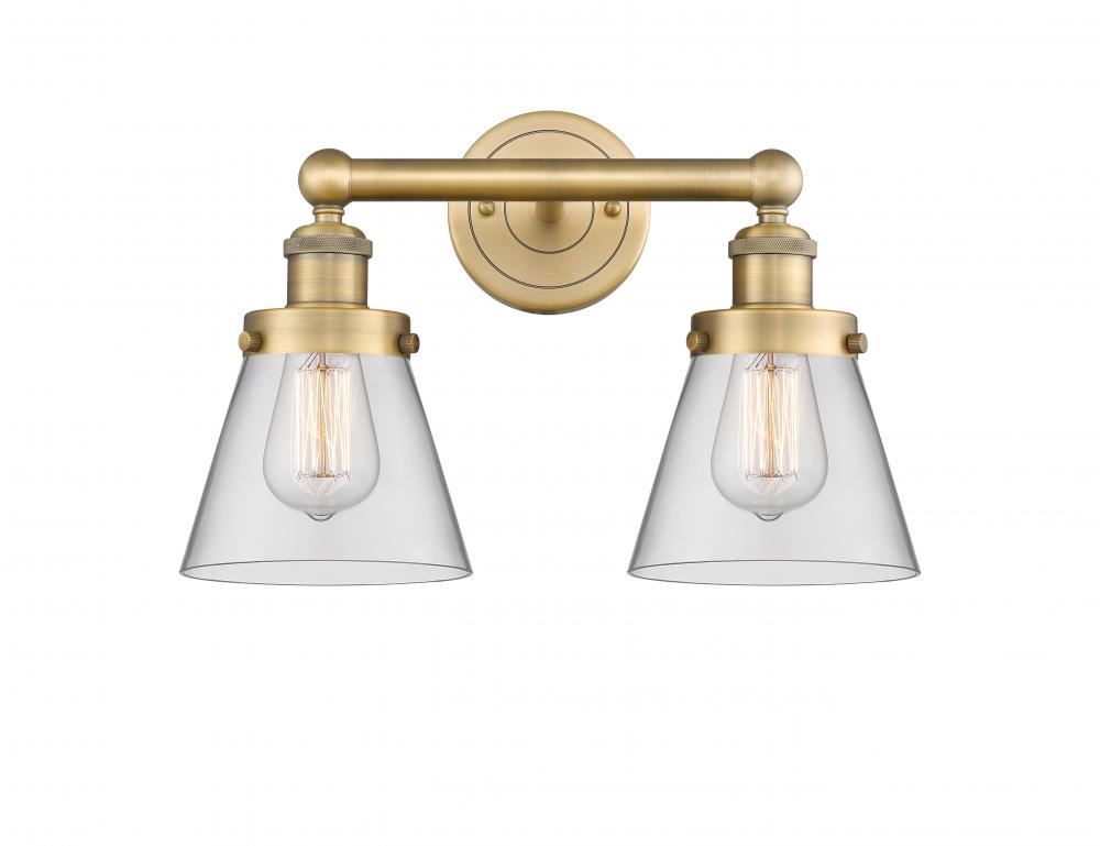 Cone - 2 Light - 15 inch - Brushed Brass - Bath Vanity Light
