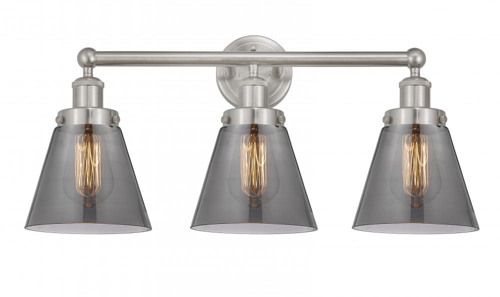 Cone - 3 Light - 24 inch - Brushed Satin Nickel - Bath Vanity Light