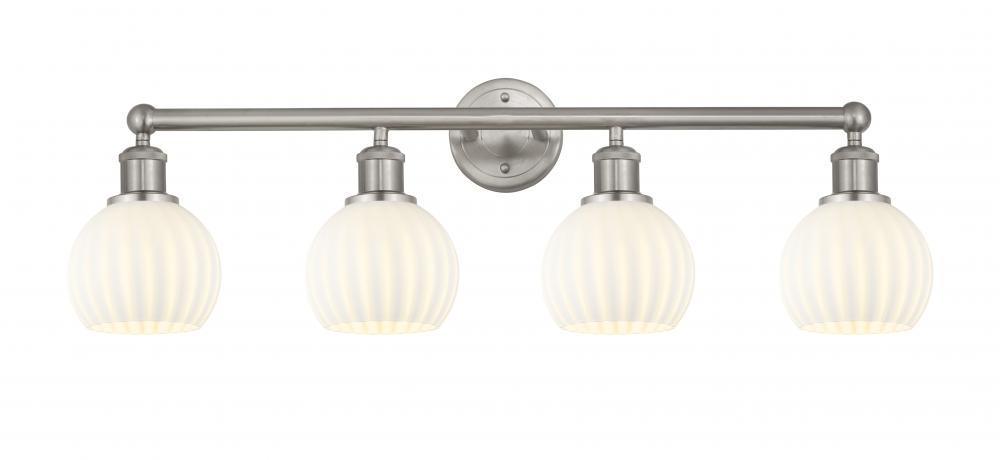 White Venetian - 4 Light - 33 inch - Brushed Satin Nickel - Bath Vanity Light