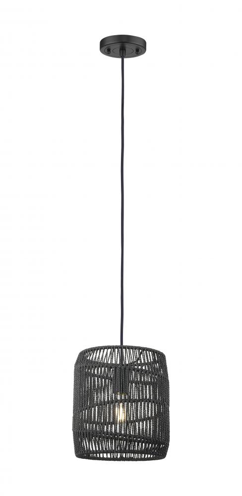 Elwood - 1 Light - 9 inch - Matte Black Elwood Rope - Cord hung - Pendant