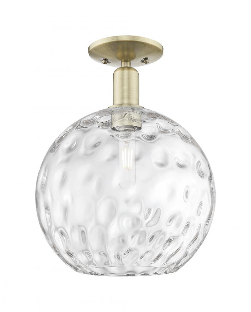 Athens Water Glass - 1 Light - 12 inch - Antique Brass - Semi-Flush Mount