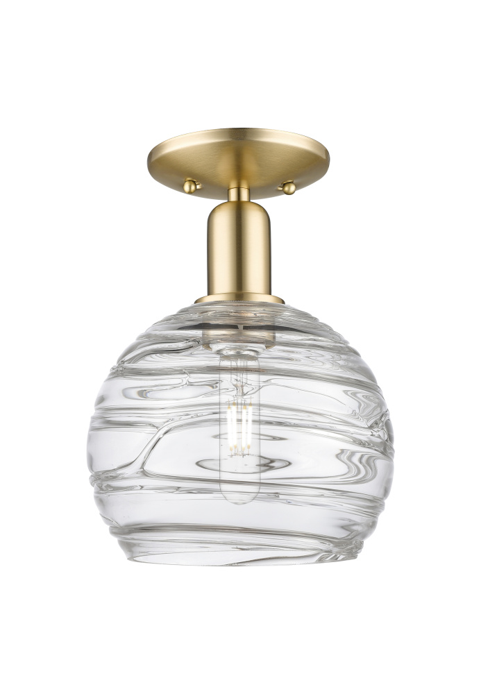 Athens Deco Swirl - 1 Light - 8 inch - Champagne Bronze - Semi-Flush Mount