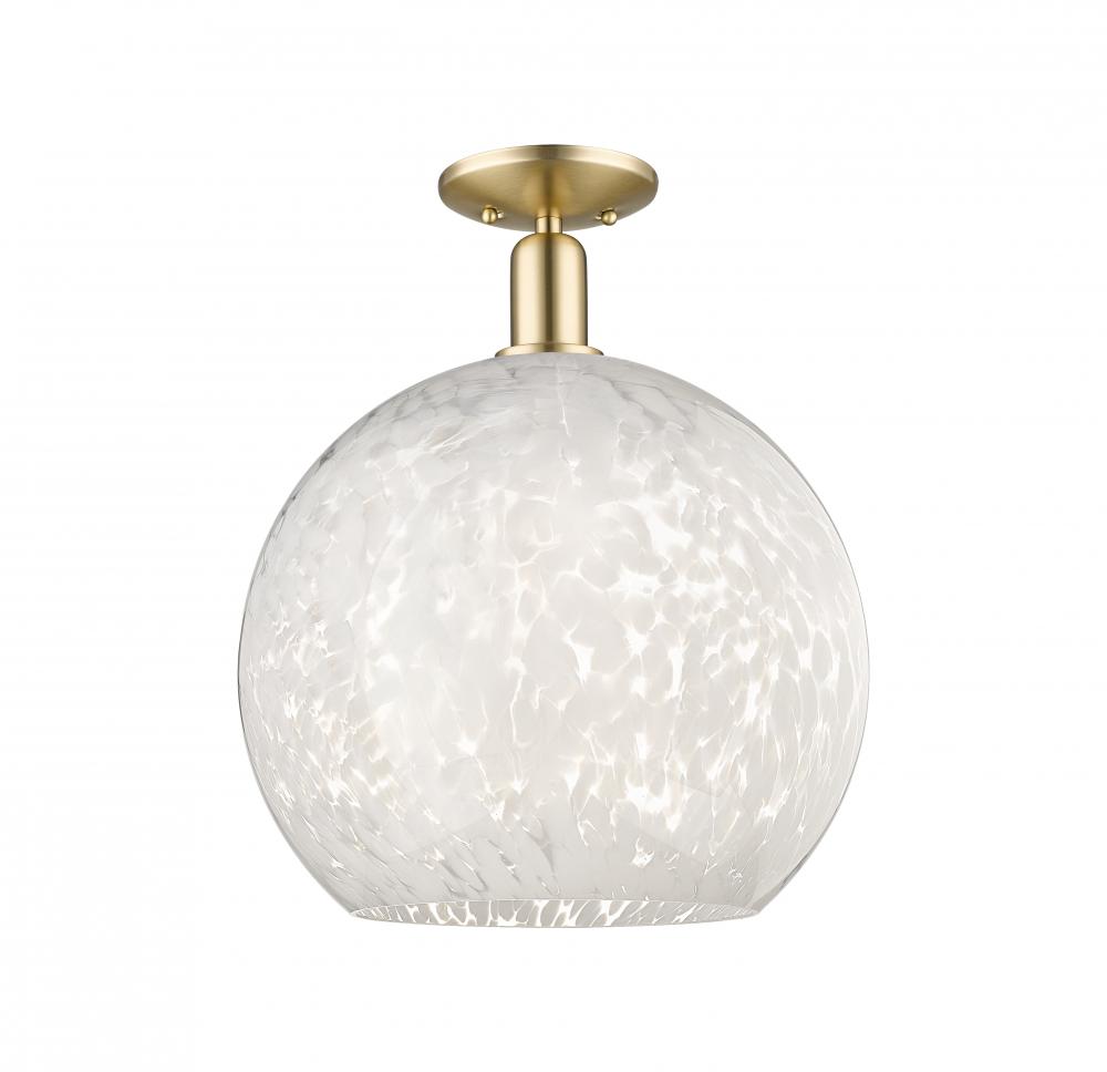 White Mouchette - 1 Light - 14 inch - Polished Nickel - Semi-Flush Mount