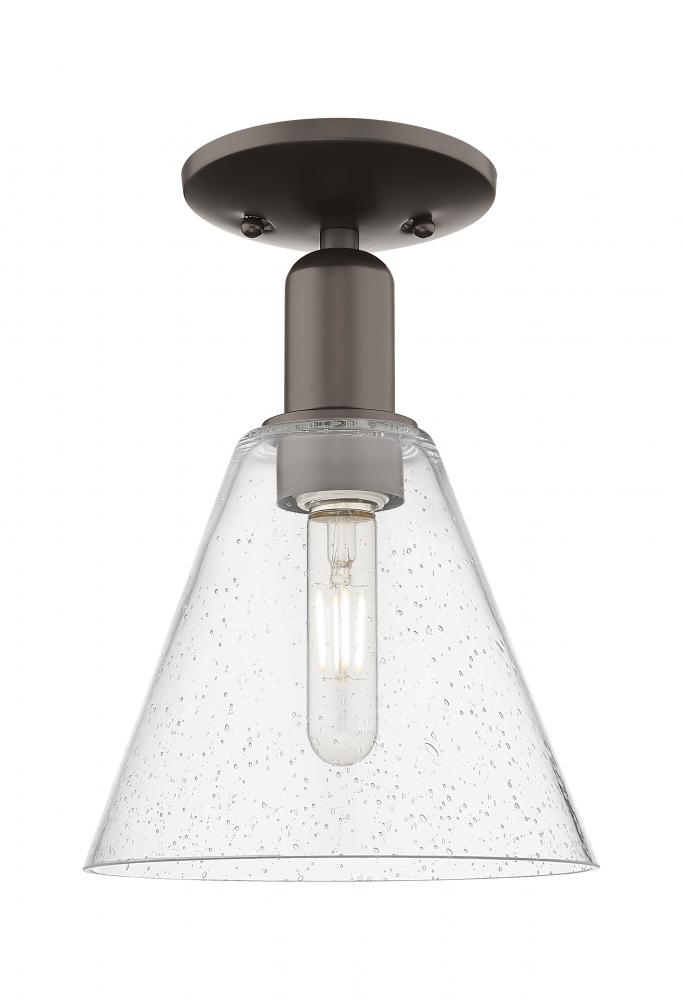 Berkshire Glass - 1 Light - 8 inch - Oil Rubbed Bronze - Semi-Flush Mount