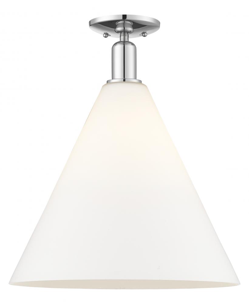 Berkshire Glass - 1 Light - 16 inch - Polished Chrome - Semi-Flush Mount