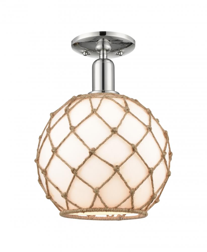 Farmhouse Rope - 1 Light - 8 inch - Polished Nickel - Semi-Flush Mount