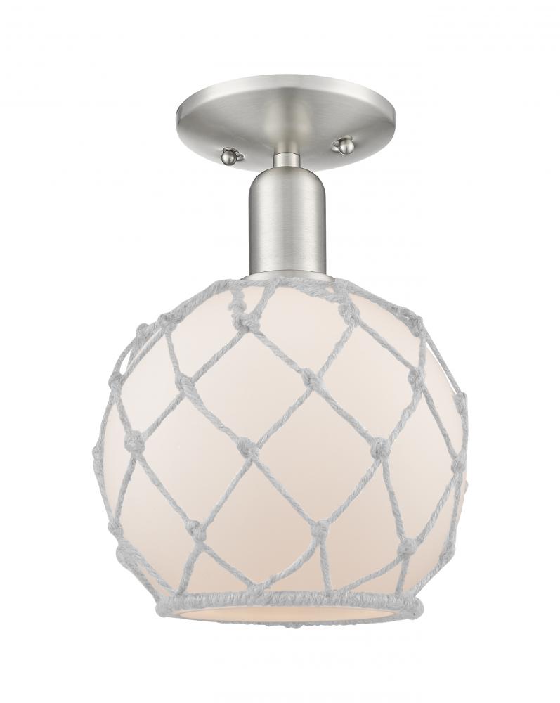 Farmhouse Rope - 1 Light - 8 inch - Brushed Satin Nickel - Semi-Flush Mount