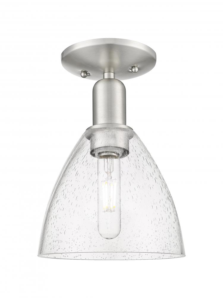Bristol - 1 Light - 8 inch - Brushed Satin Nickel - Semi-Flush Mount