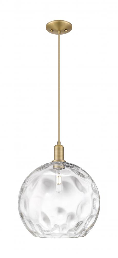 Athens Water Glass - 1 Light - 13 inch - Brushed Brass - Cord hung - Mini Pendant