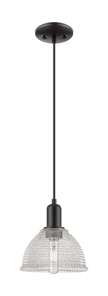 Arietta - 1 Light - 8 inch - Brushed Satin Nickel - Cord hung - Mini Pendant