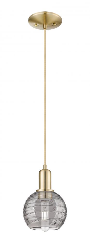 Athens Deco Swirl - 1 Light - 6 inch - Champagne Bronze - Cord hung - Mini Pendant