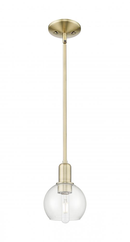 Athens - 1 Light - 6 inch - Antique Brass - Stem hung - Mini Pendant