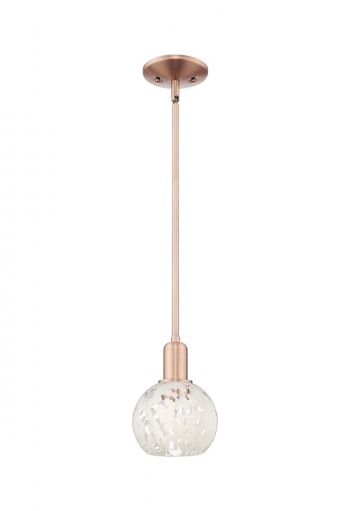 White Mouchette - 1 Light - 6 inch - Antique Copper - Stem hung - Mini Pendant
