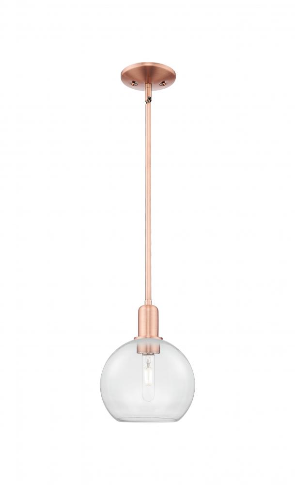 Athens - 1 Light - 8 inch - Antique Copper - Stem hung - Mini Pendant