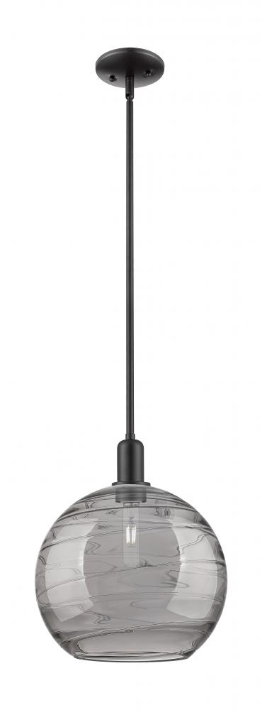 Athens Deco Swirl - 1 Light - 12 inch - Matte Black - Stem hung - Mini Pendant