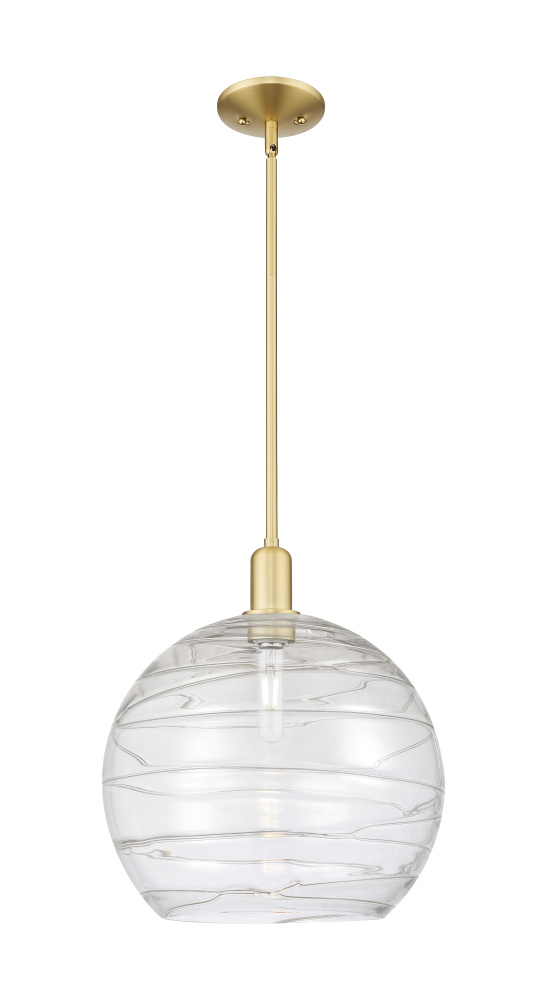 Athens Deco Swirl - 1 Light - 14 inch - Satin Gold - Stem hung - Mini Pendant