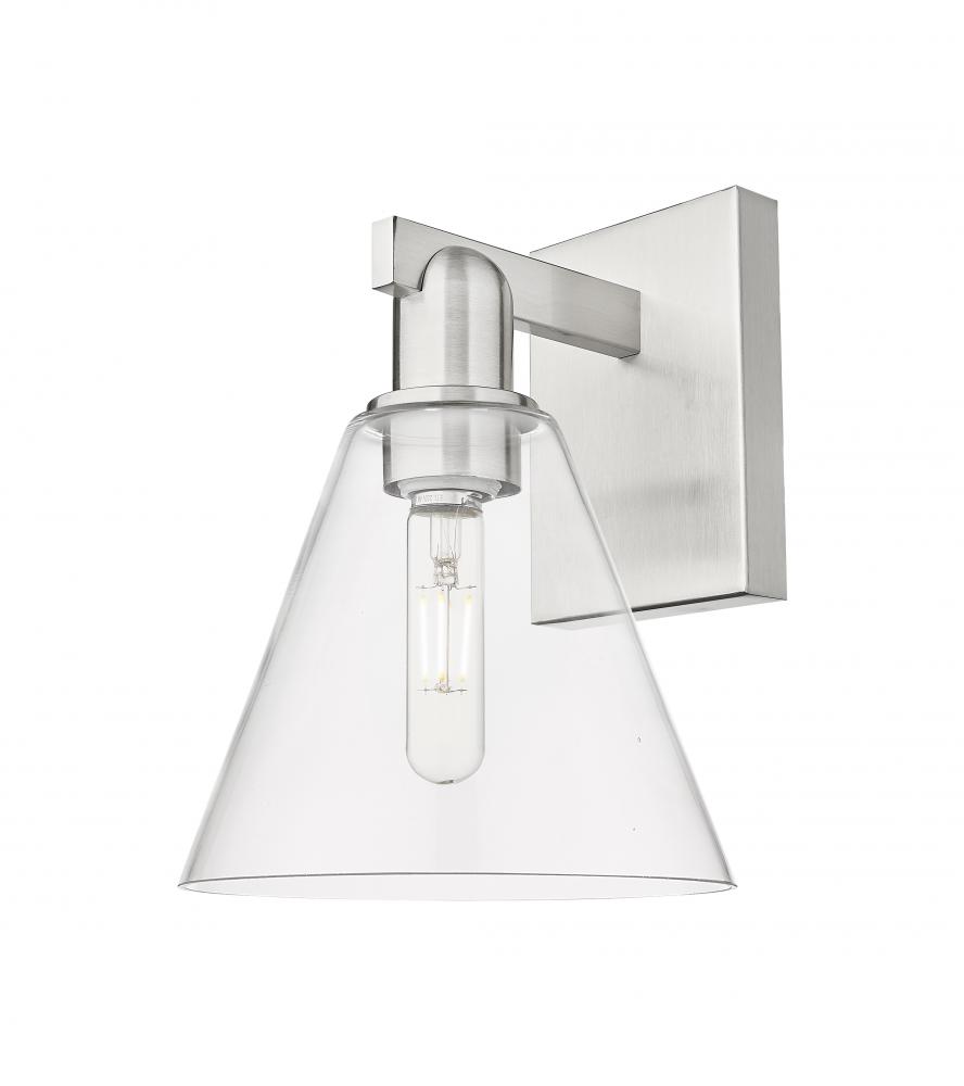 Berkshire Glass - 1 Light - 8 inch - Brushed Satin Nickel - Sconce