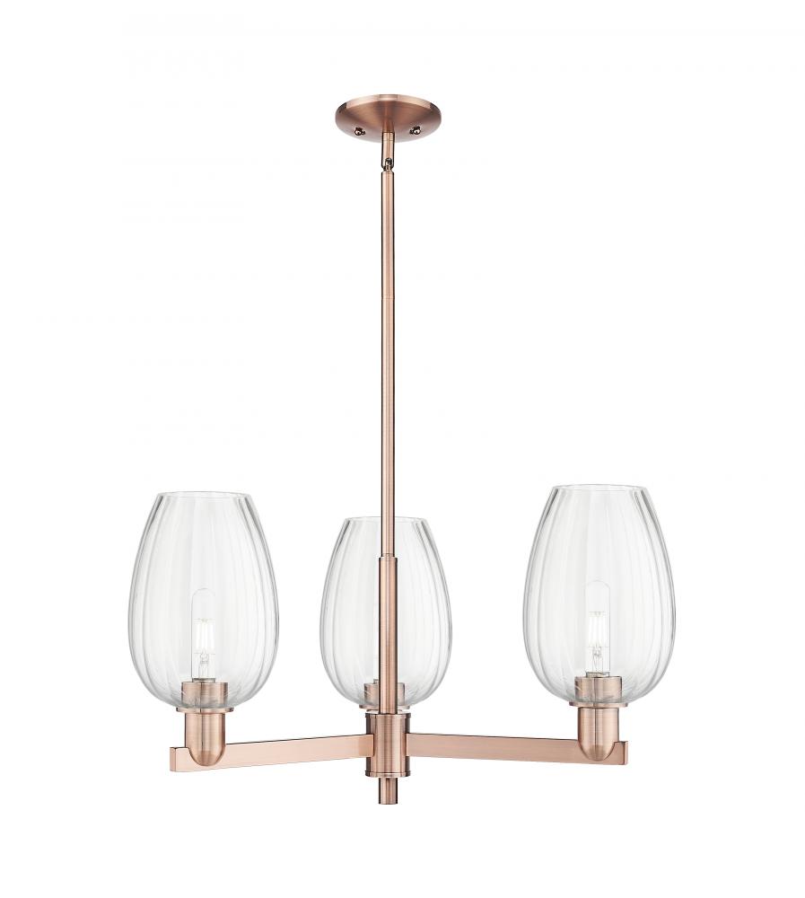 Preston Flute - 3 Light - 18 inch - Antique Copper - Flush Mount