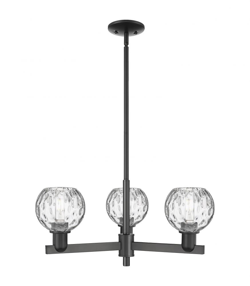 Athens Water Glass - 3 Light - 28 inch - Matte Black - Stem hung - Flush Mount