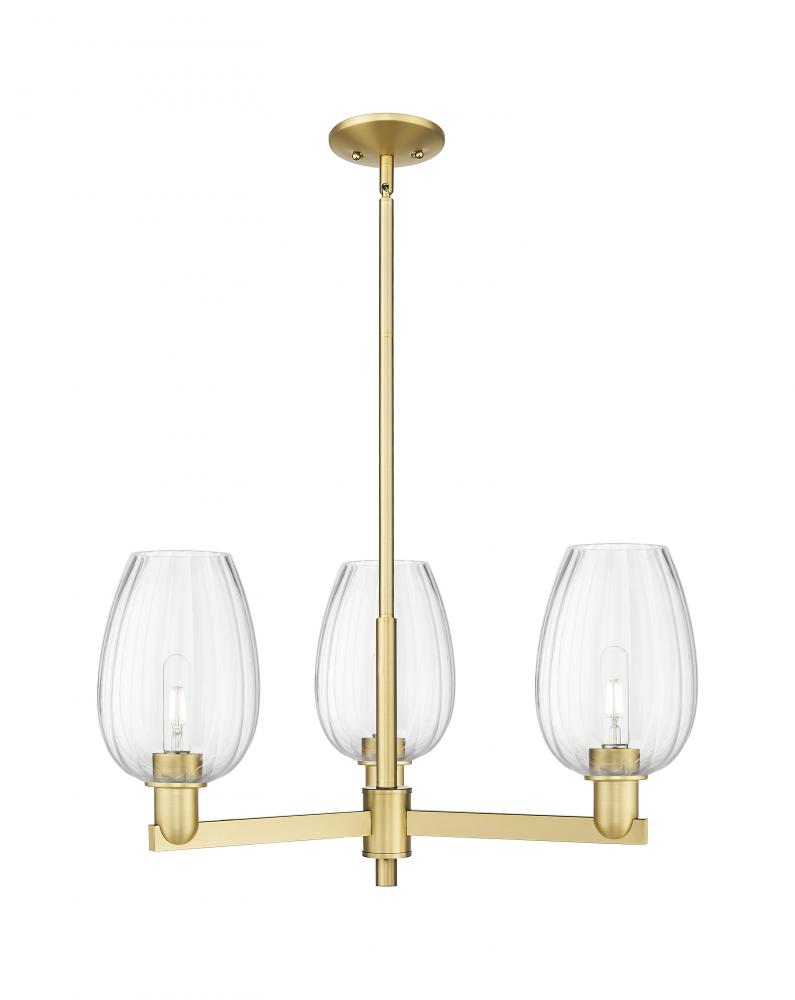 Preston Flute - 3 Light - 18 inch - Satin Gold - Flush Mount