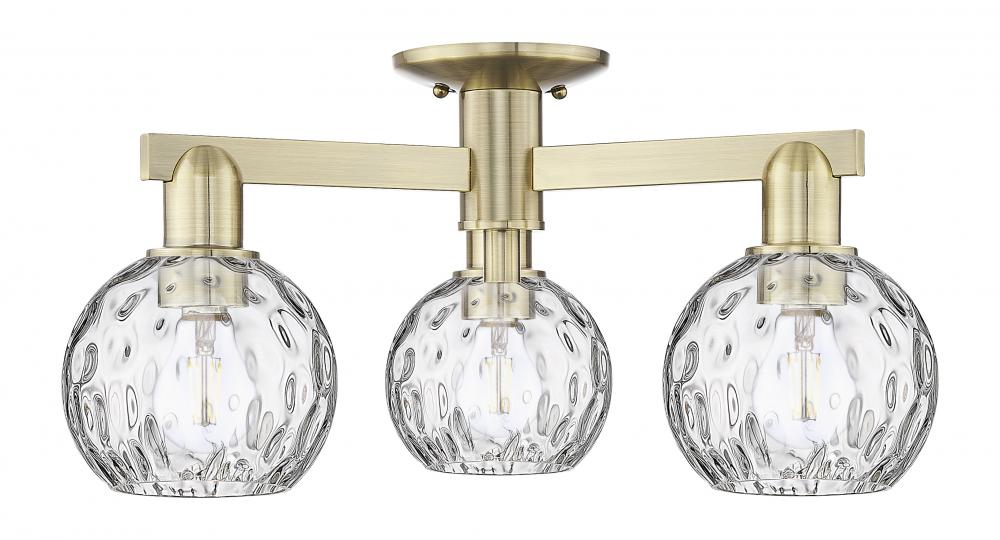 Athens Water Glass - 3 Light - 24 inch - Antique Brass - Semi-Flush Mount