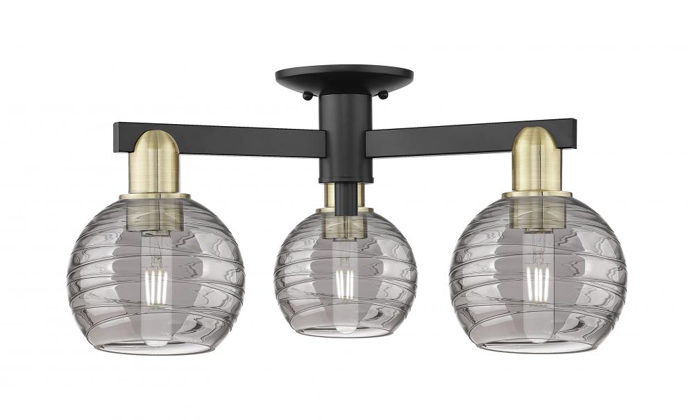 Athens Deco Swirl - 3 Light - 6 inch - Black Antique Brass - Semi-Flush Mount