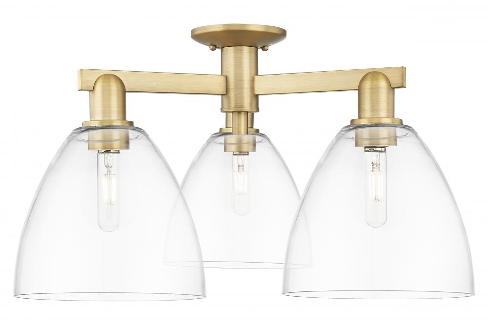 Bristol - 3 Light - 27 inch - Brushed Brass - Semi-Flush Mount