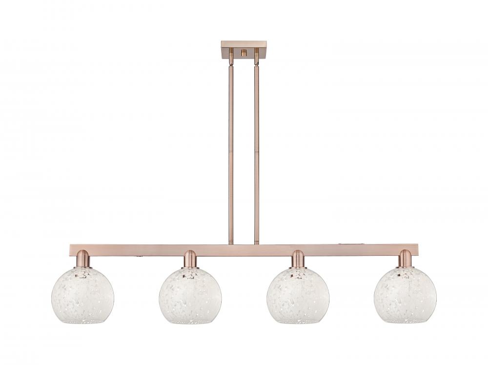 White Mouchette - 4 Light - 51 inch - Polished Nickel - Stem hung - Island Light