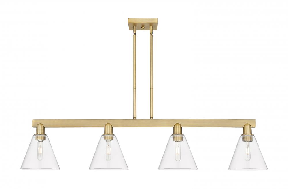Berkshire Glass - 4 Light - 51 inch - Brushed Brass - Stem hung - Island Light