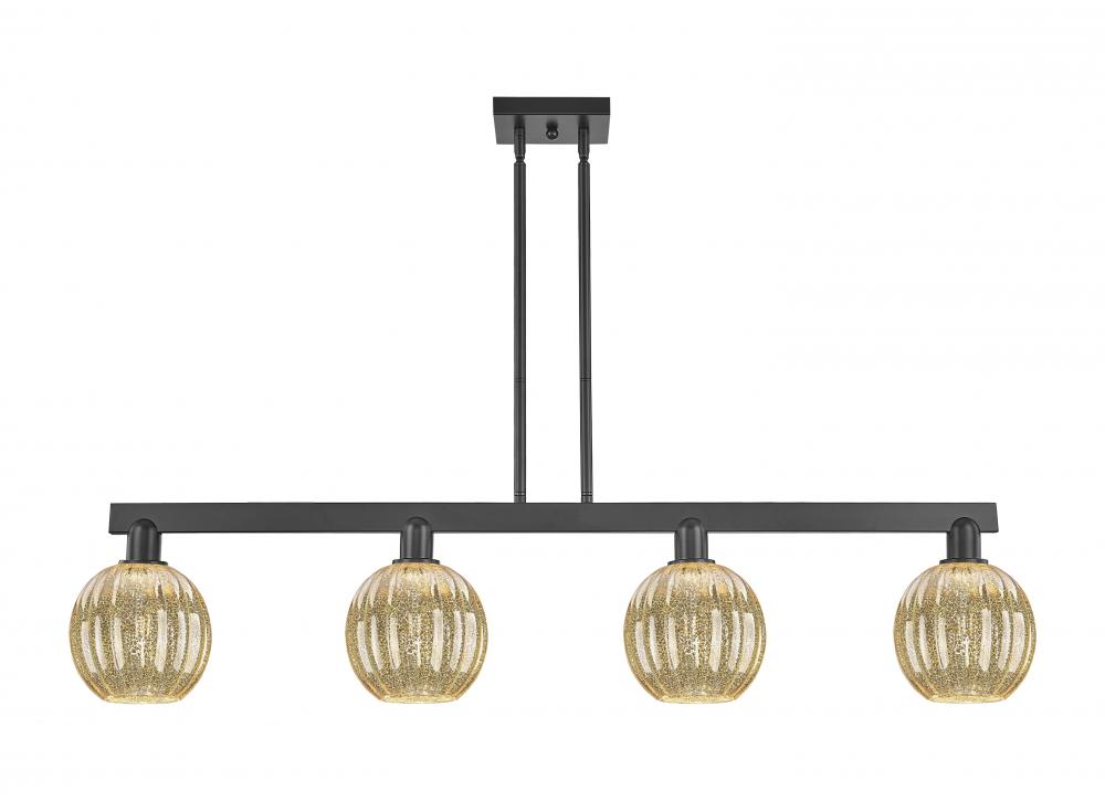 Preston Globe - 4 Light - 48 inch - Matte Black - Cord hung - Island Light