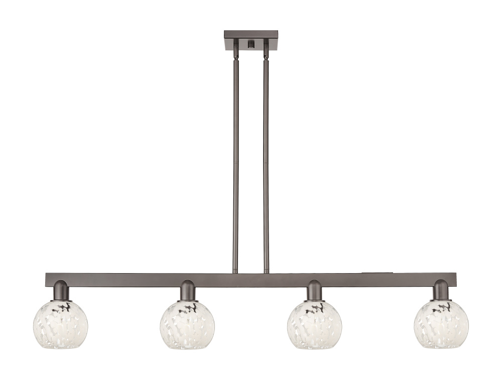 White Mouchette - 4 Light - 49 inch - Oil Rubbed Bronze - Stem hung - Island Light