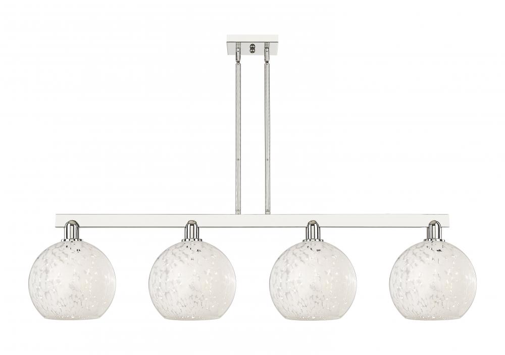 White Mouchette - 4 Light - 53 inch - Polished Nickel - Stem hung - Island Light