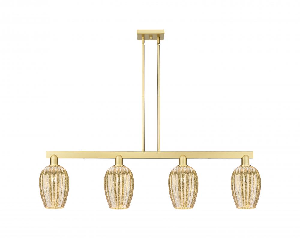Preston Flute - 4 Light - 48 inch - Satin Gold - Cord hung - Island Light